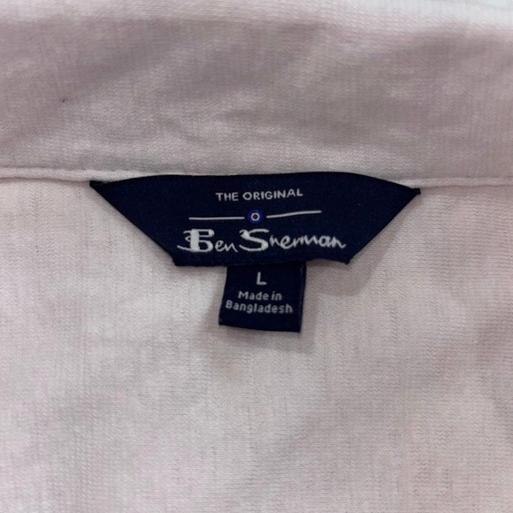 Ben Sherman Mens Linen Cotton Blend Short Sleeve Camp Collar Shirt Cream Large - Picture 4 of 8